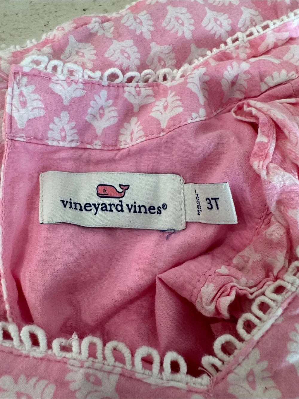 Vineyard Vines Girls Pink Printed Tiered Sundress